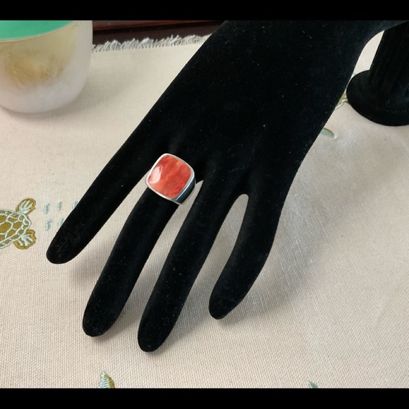 PEYOTE BIRD Sterling Silver Spiny Oyster Vintage Ring. Signed Piece PB 925 - Picture 2 of 7